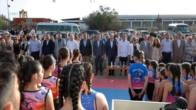 Cumhurbaşkanı Ersin Tatar, Akçay Mehmet Erge Spor Kompleksi KOOPBANK Birkan Uzun Cimnastik Salonu’nun açılış törenine katıldı